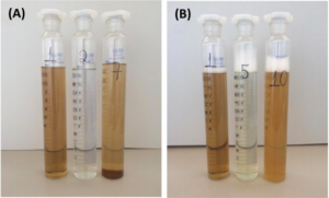 Análise visual de compatibilidade físico-química de misturas de herbicidas em laboratório